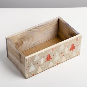 Деревянный ящик без ручки «Ёлки», 24.5 - 14.5 - 9 см
