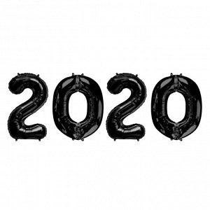 Шар фольгированный "2020" 40" цвет черный