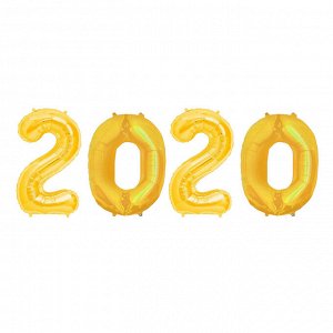 Шар фольгированный "2020" 40", цвет золото