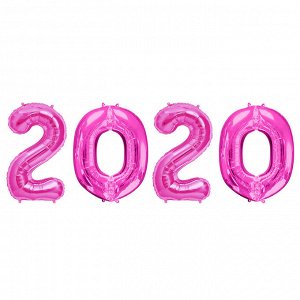 Шар фольгированный "2020" 40" цвет розовый