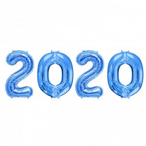 Шар фольгированный 16" «2020», цвет голубой