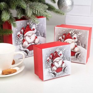 Набор коробок 3в1 "Дед Мороз", 13 х 13 х 8 - 9 х 9 х 6 см