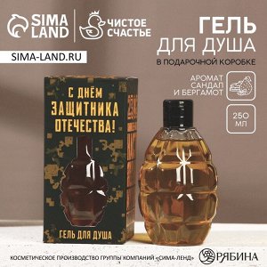 Гель для душа «С Днём защитника Отечества», 250 мл, аромат мужского парфюма, HARD LINE