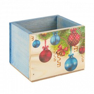 Ящик из массива сосны , 12,5 х 10,5 х 9,5 см , новогодний №6