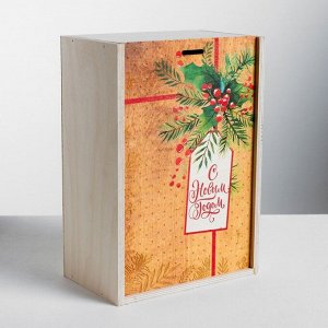 Ящик подaрочный деревянный «Счaстья в Новом году», 20 ? 30 ? 12 см