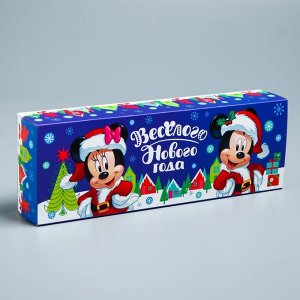 Коробка складная "Весёлого Нового года", Микки Маус и друзья, 27,2 х 9,4 х 4,8 см