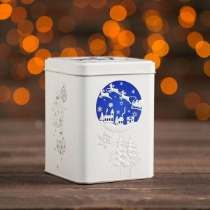 Подарочная коробка "Новогодняя", синяя, 8,7 х 8,7 х 11,4 см