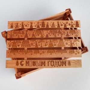 Коробка деревянная подарочная «Снежный Новый год», 21 - 33 - 15 см