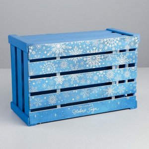 Коробка деревянная подарочная «Счастливого Нового года», 21 - 33 - 15 см