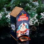 Чайный домик &quot;С Новым Годом. Дед Мороз с мышкой&quot; с ламинацией, 10-18,5-10 см