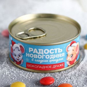 Шоколадное драже в консервной банке «Радость новогодняя», 70 г