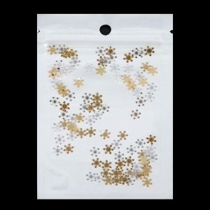 Декоративные элементы «Снежинки», 0,5 - 0,5 см, 100 шт, цвет серебристый/золотистый