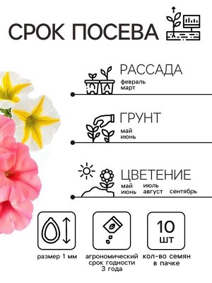 Семена Петуния "Роза и лимон" F1 крупноцветковая ампельная, смесь окрасок , 10шт