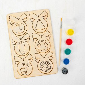 Набор для творчества "Ёлочные игрушки своими руками" 12 фигурок 6  красок