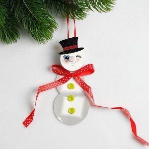Набор для создания новогодней подвески со светом «Снеговик с бантиком»
