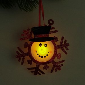 Набор для создания новогодней подвески со светом «Снеговик в снежинке»