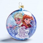 Новогодний ёлочный шар &quot;С Новым годом&quot; Холодное сердце с 3D аппликацией