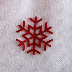 Набор банный "Снежинка" (коврик, рукавица, шапка), экофетр, красный
