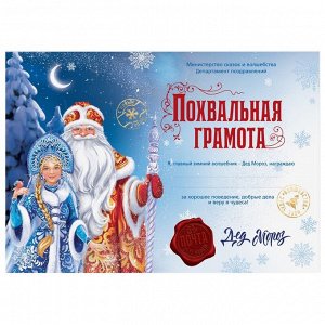 Похвальная грамота "Почта Деда Мороза", 29,5х21 см