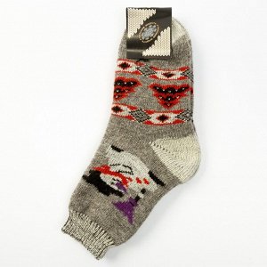 Носки женские шерстяные «Снеговик», цвет песок, размер 23