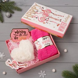 Подарочный набор  «Новый год: Pink holidays» носки р, 36-39 (23-25 см), ёлочная игрушка