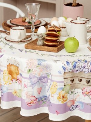 Скатерть "Этель" Spring easter d=214см +/-3см, 100% хлопок, саржа 190 гр/м2