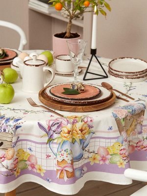 Скатерть "Этель" Spring easter d=214см +/-3см, 100% хлопок, саржа 190 гр/м2