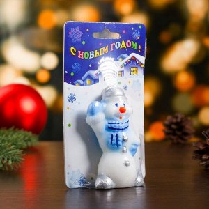 Свеча "Снеговик в голубом шарфе"