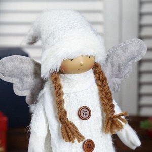 Кукла интерьерная "Ангелочек в белом свитере и колпаке" 45х8х15 см
