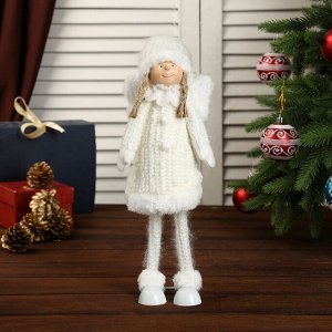 Кукла интерьерная "Ангелочек Марфуша в белом платье с помпонами" 46х10х13 см