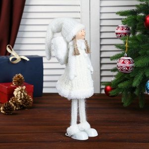 Кукла интерьерная "Ангелочек Марфуша в белом платье с помпонами" 46х10х13 см
