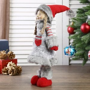 Кукла интерьерная "Девочка в сером платьице с меховой отделкой" 46 см