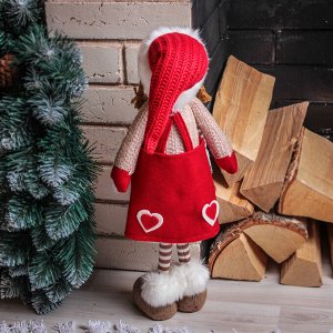 Кукла интерьерная "Девочка в красной юбочке с сердечками" 56 см