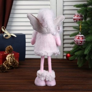 Кукла интерьерная "Ангелочек в розовой шубке и колпаке" 45х8х15 см