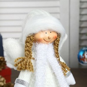 Кукла интерьерная &quot;Ангел-девочка в белом платье с сердечками&quot; 35 см