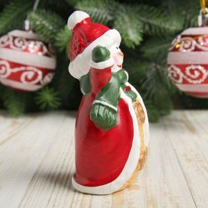 Сувенир керамика &quot;Дедушка Мороз/Снеговик в красной шубе с золотом&quot; МИКС 9,3х5,3х4,8 см