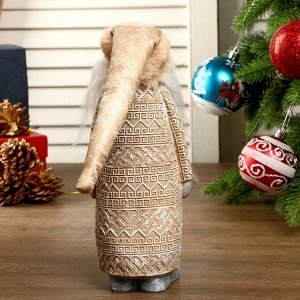 Сувенир полистоун "Дед Мороз в вязаном кафтане и кожаном колпаке" 32х8,5х9,5 см