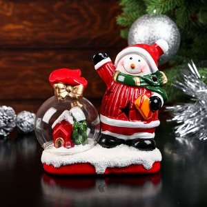 Сувенир керамика свет "Дед Мороз/Снеговик с шаром" МИКС 13х12,5х6 см