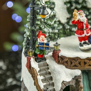 Сувенир полистоун музыкальный, световой "Резиденция Деда Мороза" вращается 27х23х23 см