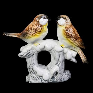 Сувенир керамика "Воробышки на зимней ветке" 13х16х5 см