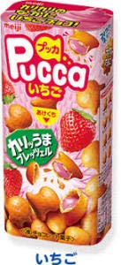 MEIJI Pucca - печенье рыбки с клубничным шоколадом