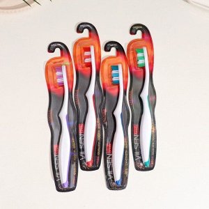 Зубная щетка Премьер серии "Vilsen brush", средней жесткости. Прозрачная щетина, массажные вставки. Цвет красный, зелёный, фиолетовый, синий.