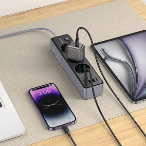 Сетевой фильтр Borofone Power 3-Position Socket, 3 гнезда, 3 USB-A, 1 USB-C, 2500W + DC12W, 3 метра