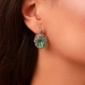 Серьги крупные ювелирная бижутерия,  покрытие: посеребрение, вставка: фианит, цвет: хамелеон, арт.216.151