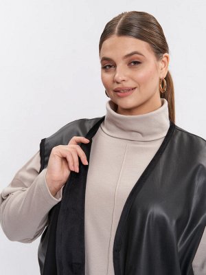 Жилет кожаный на меху GL05021BLK01