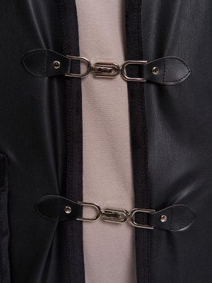 Жилет кожаный на меху GL05021BLK01
