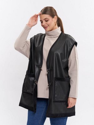 Жилет кожаный на меху GL05021BLK01