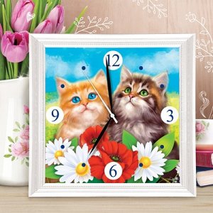 Набор для росписи: часы "Котята на полянке" 30*30 см