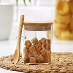 Банки для хранения — стеклянные с деревянной крышкой