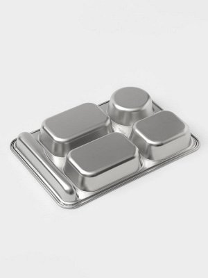 Поднос, 5 секций, 32x22x4 см, нержавеющая сталь, серебристый